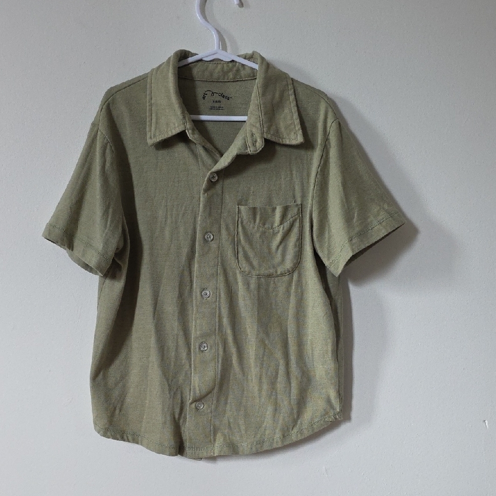 Art Class Olive Green Casual Button Down Shirt, 6/7Y